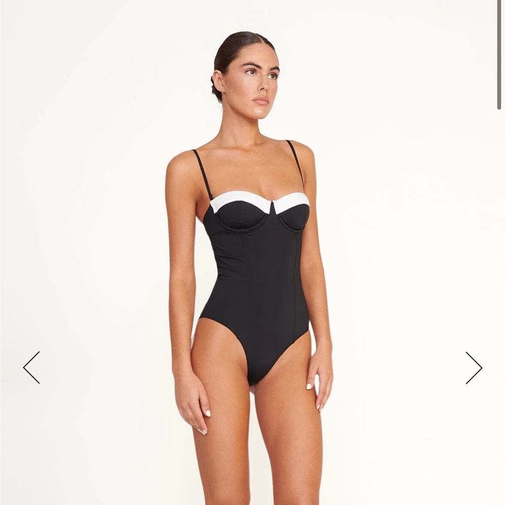 NWT STAUD Black and White Cup-Detail One-Piece Swimsuit - Picture 3 of 6